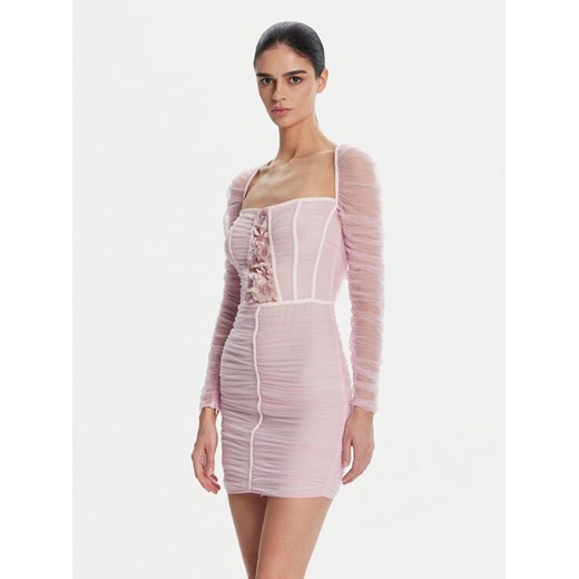 Elisabetta Franchi Sukienka koktajlowa AB68352E2 544 Różowy Slim Fit ze sklepu MODIVO w kategorii Sukienki - zdjęcie 182660666