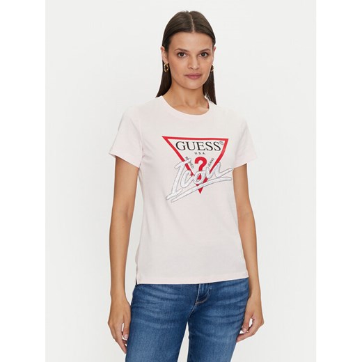 Guess T-Shirt Icon W4YI32 I3Z14 Różowy Regular Fit ze sklepu MODIVO w kategorii Bluzki damskie - zdjęcie 182660767