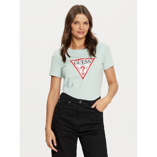 Guess T-Shirt W1YI1B I3Z14 Zielony Slim Fit ze sklepu MODIVO w kategorii Bluzki damskie - zdjęcie 182660785
