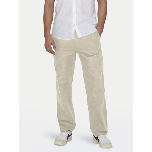 Only & Sons Spodnie materiałowe Sinus 22028267 Beżowy Loose Fit ze sklepu MODIVO w kategorii Spodnie męskie - zdjęcie 182661187