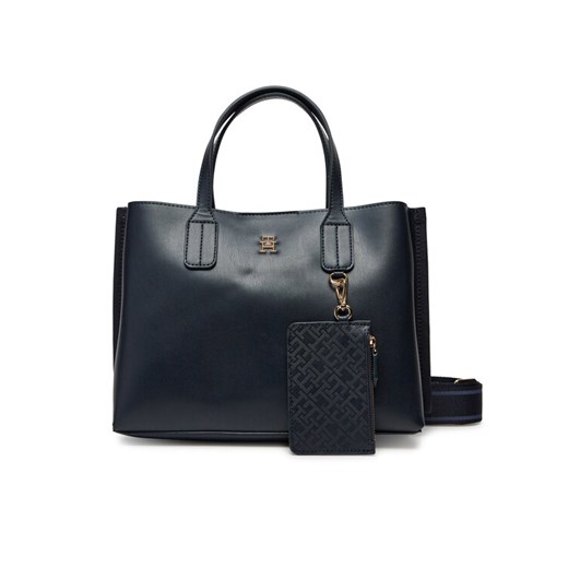 Tommy Hilfiger Torebka Th Distinct Mini Tote AW0AW17192 Granatowy ze sklepu MODIVO w kategorii Torebki damskie - zdjęcie 182661248