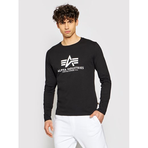 Alpha Industries Longsleeve Basic T-Ls 100510 Czarny Standard Fit ze sklepu MODIVO w kategorii T-shirty męskie - zdjęcie 182661328