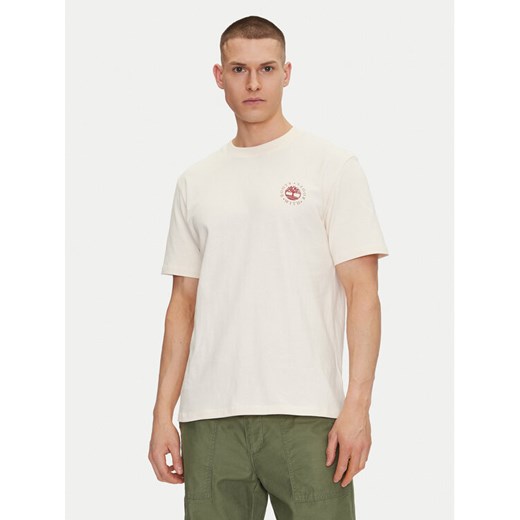 Timberland T-Shirt TB0A6DPD Beżowy Regular Fit ze sklepu MODIVO w kategorii T-shirty męskie - zdjęcie 182661369