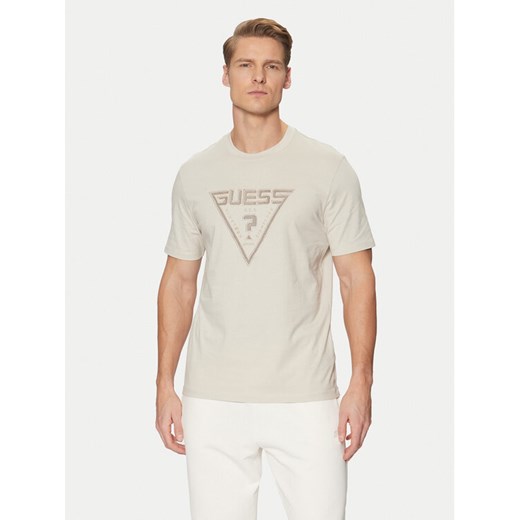 Guess T-Shirt Z5RI03 I3Z14 Beżowy Regular Fit ze sklepu MODIVO w kategorii T-shirty męskie - zdjęcie 182661518