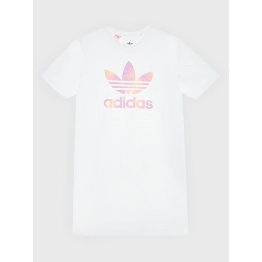 adidas Sukienka codzienna Graphic Logo HK2935 Biały Relaxed Fit ze sklepu MODIVO w kategorii Sukienki dziewczęce - zdjęcie 182661586