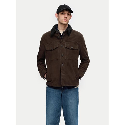 Selected Homme Kurtka skórzana 16094769 Brązowy Regular Fit ze sklepu MODIVO w kategorii Kurtki męskie - zdjęcie 182661685