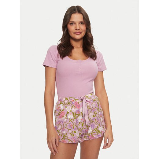 Hunkemöller Koszulka piżamowa Henley 206488 Różowy Regular Fit ze sklepu MODIVO w kategorii Piżamy damskie - zdjęcie 182661725