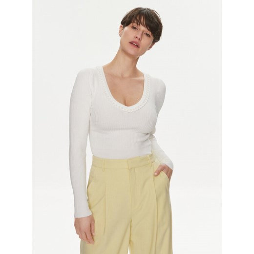 Morgan Sweter 241-MCORDE Écru Slim Fit ze sklepu MODIVO w kategorii Swetry damskie - zdjęcie 182661866