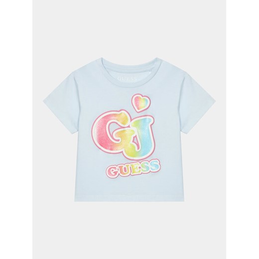 Guess T-Shirt K4RI28 K8HM0 Błękitny Boxy Fit ze sklepu MODIVO w kategorii Bluzki dziewczęce - zdjęcie 182662017