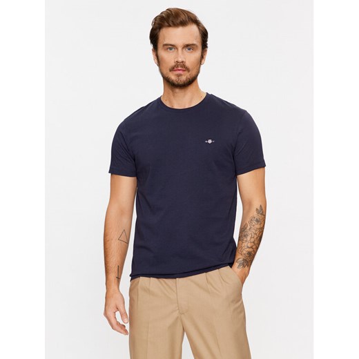 Gant T-Shirt Shield 2003185 Granatowy Slim Fit ze sklepu MODIVO w kategorii T-shirty męskie - zdjęcie 182662055