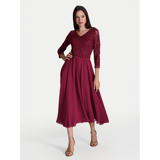 Swing Sukienka koktajlowa 5AI08900 Bordowy Regular Fit ze sklepu MODIVO w kategorii Sukienki - zdjęcie 182662186