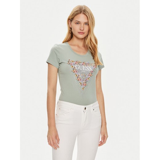 Guess T-Shirt W4YI72 J1314 Zielony Slim Fit ze sklepu MODIVO w kategorii Bluzki damskie - zdjęcie 182662229