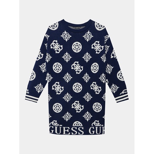 Guess Sukienka dzianinowa J3BK04 Z3AH0 Granatowy Regular Fit ze sklepu MODIVO w kategorii Sukienki dziewczęce - zdjęcie 182662239