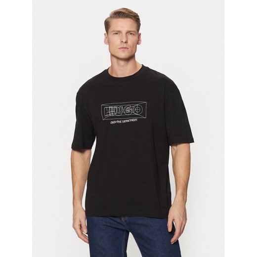 HUGO T-Shirt Nufrancos 50532095 Czarny Regular Fit ze sklepu MODIVO w kategorii T-shirty męskie - zdjęcie 182662647