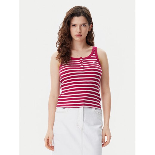 Tommy Jeans Top DW0DW19492 Czerwony Slim Fit ze sklepu MODIVO w kategorii Bluzki damskie - zdjęcie 182662928