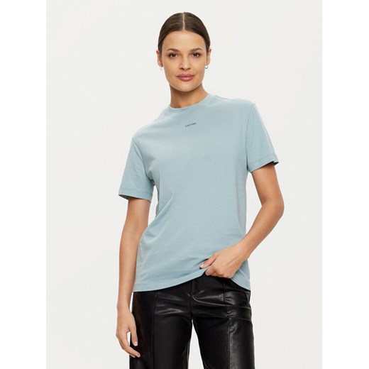 Calvin Klein T-Shirt K20K207519 Błękitny Regular Fit ze sklepu MODIVO w kategorii Bluzki damskie - zdjęcie 182663018