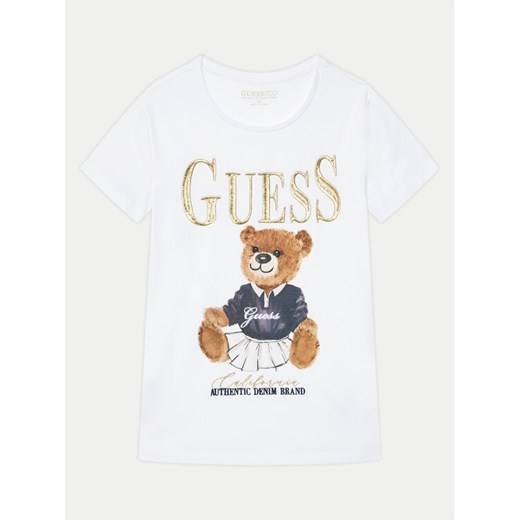 Guess T-Shirt J5RI24 K6YW4 Biały Regular Fit ze sklepu MODIVO w kategorii Bluzki dziewczęce - zdjęcie 182663116