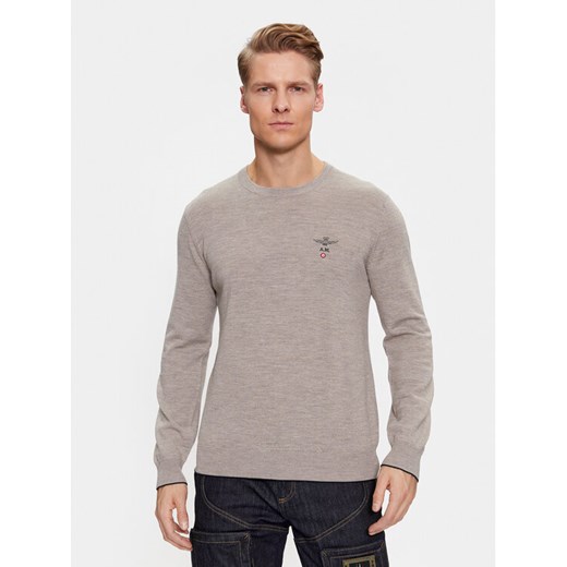 Aeronautica Militare Sweter 232MA1388L415 Beżowy Regular Fit Aeronautica Militare XL MODIVO