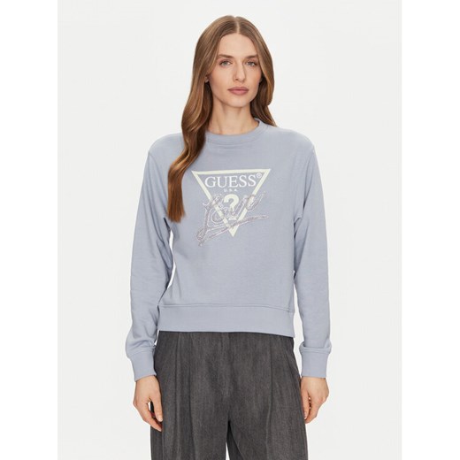 Guess Bluza W5GQ05 KB683 Niebieski Regular Fit ze sklepu MODIVO w kategorii Bluzy damskie - zdjęcie 182663758