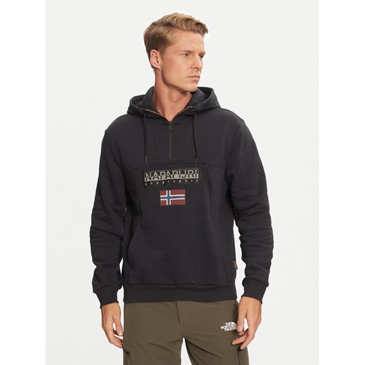 Napapijri Bluza Burgee NP0A4I5E Czarny Regular Fit ze sklepu MODIVO w kategorii Bluzy męskie - zdjęcie 182663878