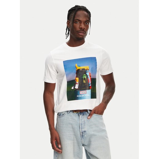 Hunter T-Shirt Brodie Graphic HARM0036251 Biały Regular Fit ze sklepu MODIVO w kategorii T-shirty męskie - zdjęcie 182664327