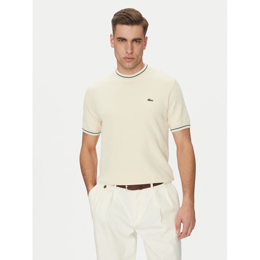 Lacoste Sweter AH9301 Beżowy Regular Fit ze sklepu MODIVO w kategorii Swetry męskie - zdjęcie 182664359