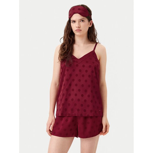 Tommy Hilfiger Piżama UW0UW05551 Bordowy Regular Fit ze sklepu MODIVO w kategorii Piżamy damskie - zdjęcie 182664395