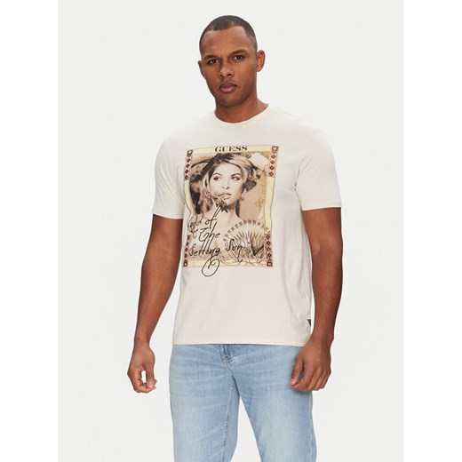 Guess T-Shirt M5GI41 KBW41 Écru Regular Fit ze sklepu MODIVO w kategorii T-shirty męskie - zdjęcie 182664529