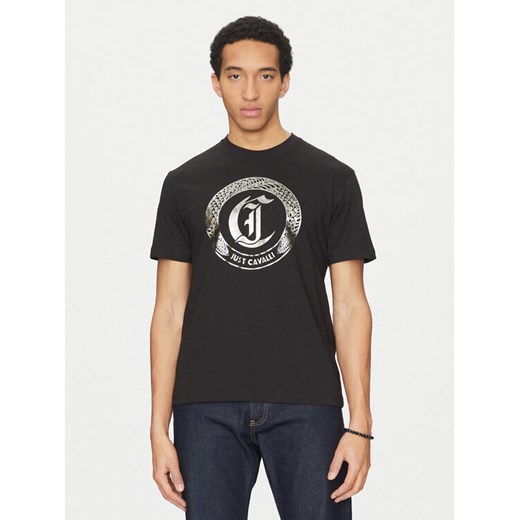 Just Cavalli T-Shirt 78OAHT14 Czarny Regular Fit ze sklepu MODIVO w kategorii T-shirty męskie - zdjęcie 182664559