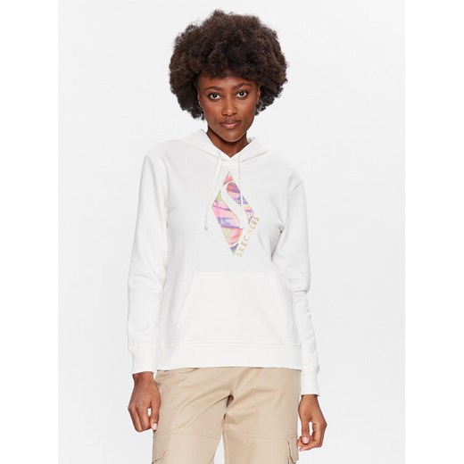 Skechers Bluza Watercolor WHD84 Biały Regular Fit ze sklepu MODIVO w kategorii Bluzy damskie - zdjęcie 182664578