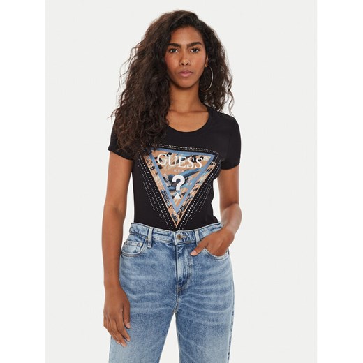 Guess T-Shirt W4YI15 J1314 Czarny Regular Fit ze sklepu MODIVO w kategorii Bluzki damskie - zdjęcie 182664638