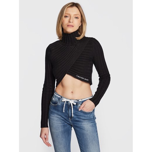 Calvin Klein Jeans Golf J20J219786 Czarny Slim Fit ze sklepu MODIVO w kategorii Swetry damskie - zdjęcie 182664677