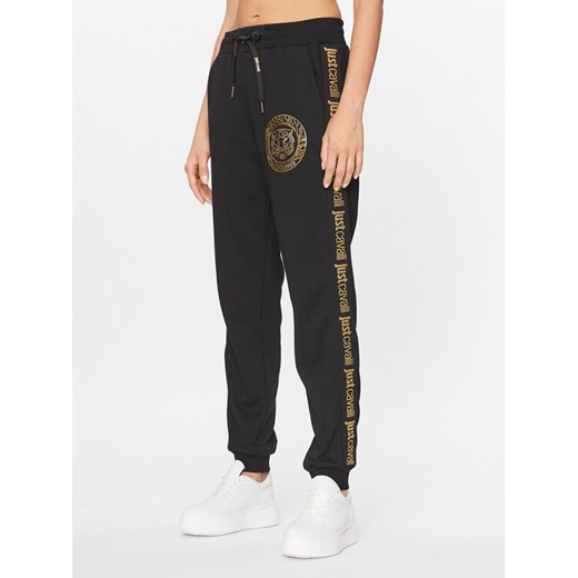 Just Cavalli Spodnie dresowe 75PAAT01 Czarny Regular Fit ze sklepu MODIVO w kategorii Spodnie damskie - zdjęcie 182664729