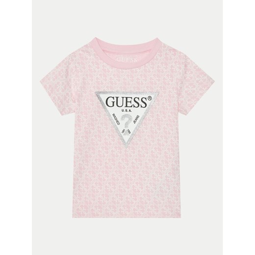 Guess T-Shirt K5RI15 K6YW4 Różowy Regular Fit ze sklepu MODIVO w kategorii Bluzki dziewczęce - zdjęcie 182664748