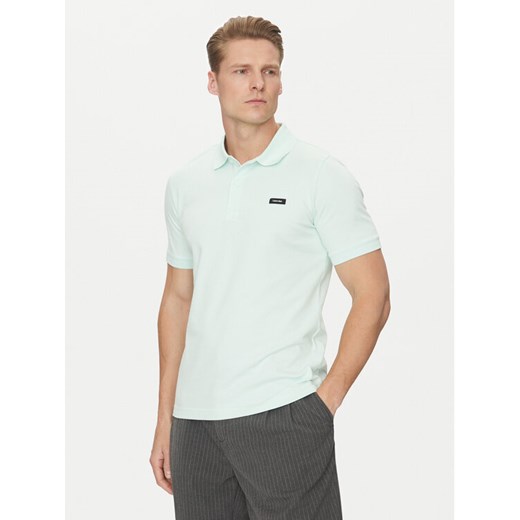 Calvin Klein Polo K10K111196 Zielony Slim Fit ze sklepu MODIVO w kategorii T-shirty męskie - zdjęcie 182664798