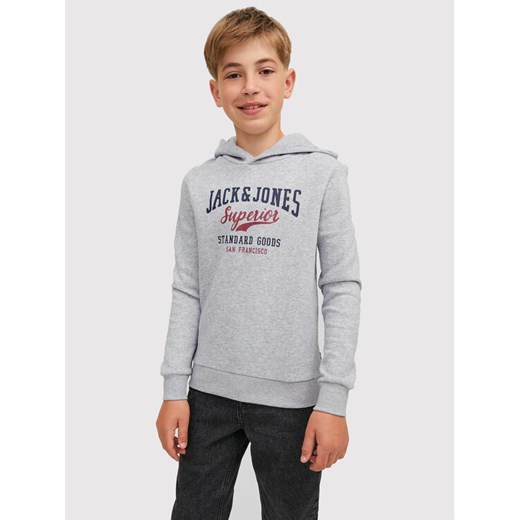 Jack&Jones Junior Bluza Logo 12212287 Szary Regular Fit ze sklepu MODIVO w kategorii Bluzy chłopięce - zdjęcie 182664828