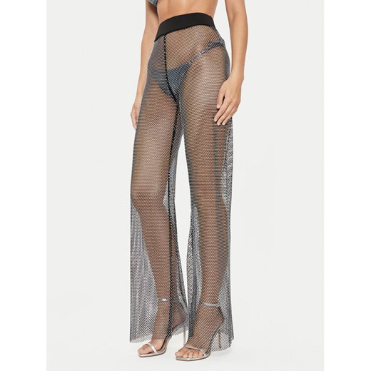 Guess Spodnie materiałowe Net E4YB00 KCDW0 Czarny Regular Fit ze sklepu MODIVO w kategorii Spodnie damskie - zdjęcie 182665038