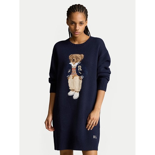 Polo Ralph Lauren Sukienka dzianinowa 211941576001 Granatowy Relaxed Fit Polo Ralph Lauren S MODIVO