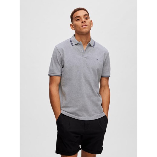 Selected Homme Polo 16087840 Szary Regular Fit ze sklepu MODIVO w kategorii T-shirty męskie - zdjęcie 182665166