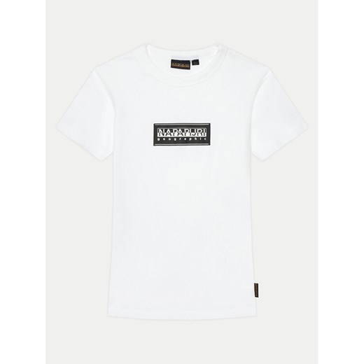 Napapijri T-Shirt Chamois NP0A4HYL S Biały Regular Fit ze sklepu MODIVO w kategorii Bluzki dziewczęce - zdjęcie 182665296