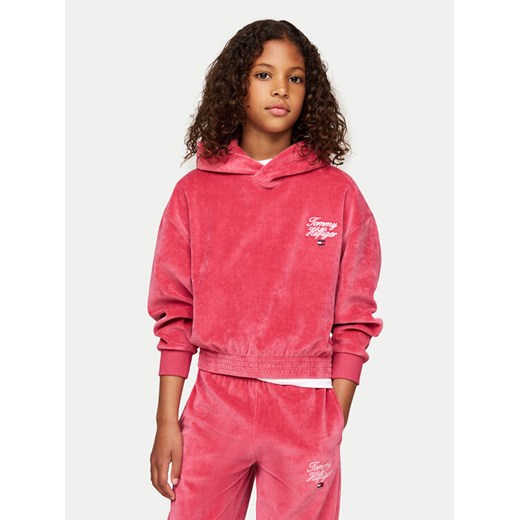 Tommy Hilfiger Bluza Script KG0KG08192 Różowy Regular Fit ze sklepu MODIVO w kategorii Bluzy dziewczęce - zdjęcie 182665336