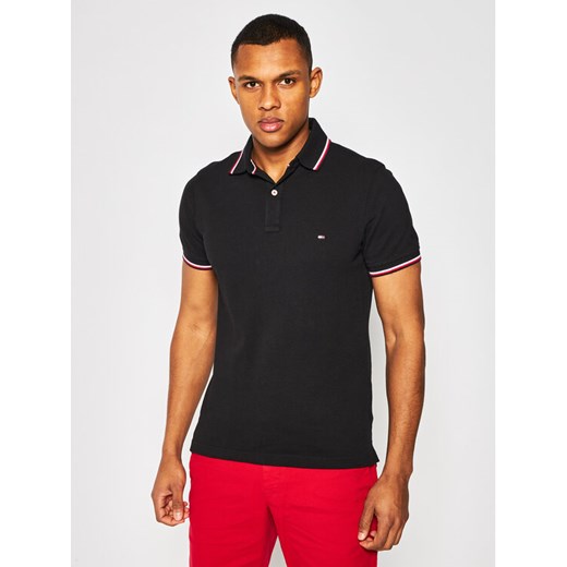 Tommy Hilfiger Polo MW0MW13080 Czarny Slim Fit ze sklepu MODIVO w kategorii T-shirty męskie - zdjęcie 182665376