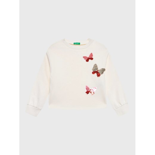 United Colors Of Benetton Bluza 3J68C10AN Écru Regular Fit ze sklepu MODIVO w kategorii Bluzy dziewczęce - zdjęcie 182665437
