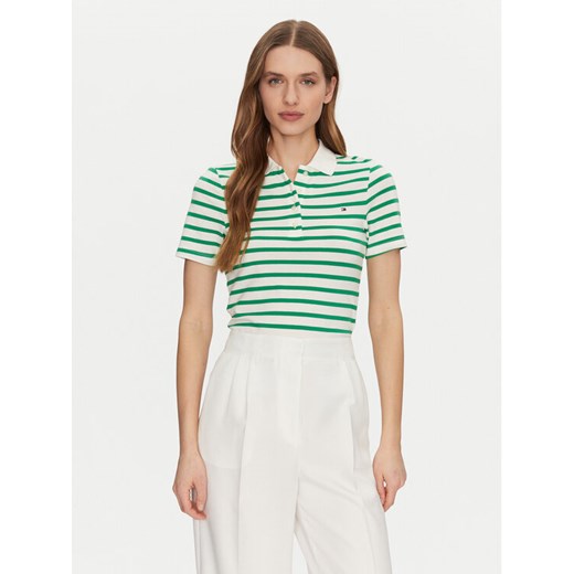 Tommy Hilfiger Polo 1985 WW0WW43225 Zielony Slim Fit ze sklepu MODIVO w kategorii Bluzki damskie - zdjęcie 182665617
