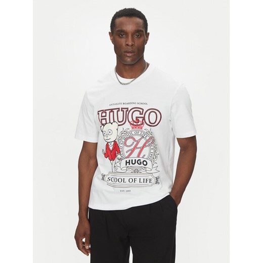 HUGO T-Shirt 50538254 Biały Relaxed Fit ze sklepu MODIVO w kategorii T-shirty męskie - zdjęcie 182665648