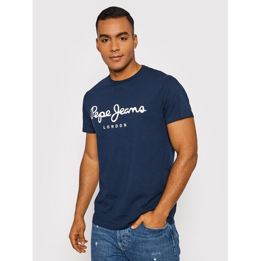 Pepe Jeans T-Shirt Original PM508210 Granatowy Slim Fit ze sklepu MODIVO w kategorii T-shirty męskie - zdjęcie 182665869