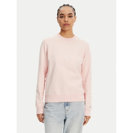 Tommy Jeans Bluza Tonal Crest DW0DW20637 Różowy Regular Fit ze sklepu MODIVO w kategorii Bluzy damskie - zdjęcie 182665938
