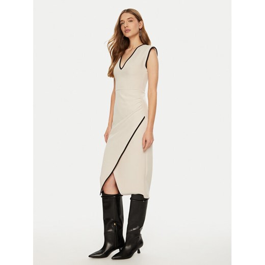 ACCESS FASHION Sukienka koktajlowa 44-3380-531 Écru Slim Fit ze sklepu MODIVO w kategorii Sukienki - zdjęcie 182666209