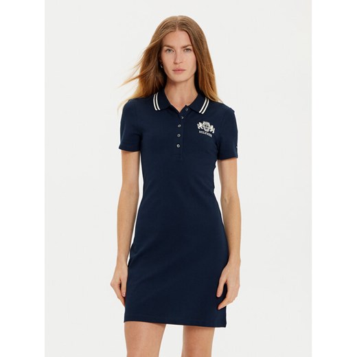 Tommy Hilfiger Sukienka codzienna Varsity WW0WW43841 Granatowy Slim Fit ze sklepu MODIVO w kategorii Sukienki - zdjęcie 182666228