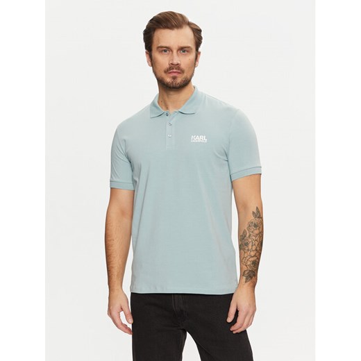 KARL LAGERFELD Polo 745088 551235 Błękitny Regular Fit ze sklepu MODIVO w kategorii T-shirty męskie - zdjęcie 182666246